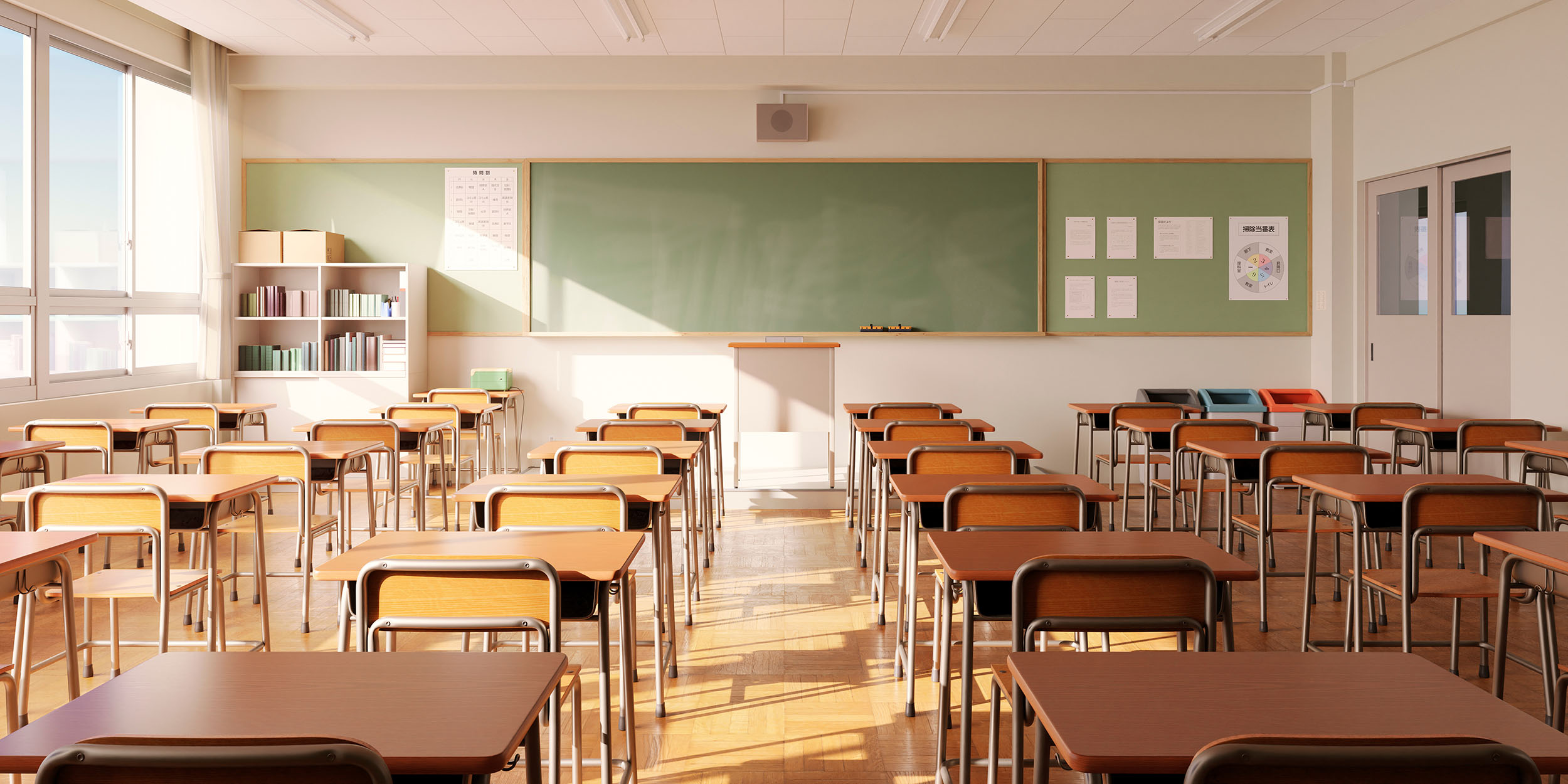 学校写真を撮影する教室風景